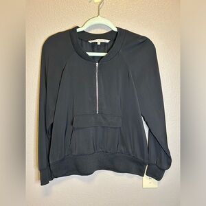 Rachel Roy Women's Lightweight Black Pullover Half-Zip Casual Athleisure Jacket